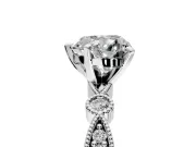 Solitaire Engagement Ring Setting for Heart-Shaped Center with Milgrain Bezel Accents and Prong Head in Platinum
