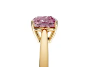 Solitaire Engagement Ring Setting for Fancy Pink Cushion Cut Center with Open Cathedral Shoulders and Prong Head in Yellow Gold