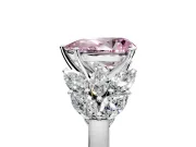 Leaf Cluster Engagement Ring Setting for Fancy Pink Pear-Shaped Center with Marquise Accents and Prong Head in Platinum