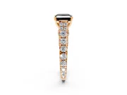 Solitaire Engagement Ring Setting for Fancy Black Princess Cut Center with Pave Cathedral Shoulders and Prong Head in Rose Gold