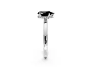 Hidden Halo Engagement Ring Setting for Fancy Black Pear-Shaped Center with Plain Band and Tall Prong Head in Sterling Silver