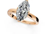 Solitaire Engagement Ring Setting for Marquise Center with Plain Band and Flat Tab Prong Head in Rose Gold