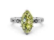 Solitaire Engagement Ring Setting for Fancy Yellow Marquise Center with XO Engraved Band and Prong Head in Platinum