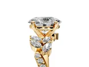 Solitaire Engagement Ring Setting for Oval Center with Marquise Accent Twist Band and Prong Head in Yellow Gold