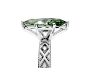 Solitaire Engagement Ring Setting for Fancy Green Marquise Center with Milgrain X Pattern Band and Prong Head in Platinum