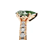 Solitaire Engagement Ring Setting for Fancy Green Pear-Shaped Center with Large Accents and Prong Head in Rose Gold