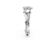 Solitaire Engagement Ring Setting for Pear-Shaped Center with Pave and Plain Crossover Band and Prong Head in Sterling Silver