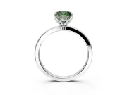 Solitaire Engagement Ring Setting for Fancy Green Cushion Cut Center with Thin Rounded Plain Band and Prong Head in Sterling Silver