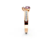 Solitaire Engagement Ring Setting for Fancy Pink Heart-Shaped Center with Princess Cut Channel Band and Prong Head in Rose Gold
