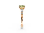 Bar-Set Engagement Ring Setting for Fancy Yellow Princess Cut Center with Tapered Baguette Accents and Prong Head in Rose Gold