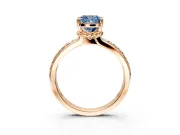Solitaire Engagement Ring Setting for Fancy Blue Cushion Cut Center with Raised Channel Band and Prong Head in Rose Gold