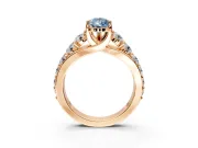 Solitaire Engagement Ring Setting for Fancy Blue Pear-Shaped Center with Graduated Shared Prongs and Prong Head in Rose Gold