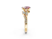 Solitaire Engagement Ring Setting for Fancy Pink Oval Center with Marquise Accent Twist Band and Prong Head in Yellow Gold