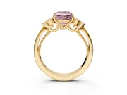 Cluster Engagement Ring Setting for Fancy Pink Princess Cut Center with Bezel Accent Clusters and Prong Head in Yellow Gold