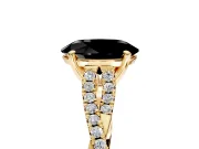 Solitaire Engagement Ring Setting for Fancy Black Oval Center with Twisted Pave Split Shank and Prong Head in Yellow Gold