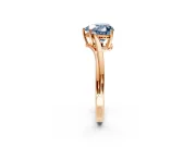 Solitaire Engagement Ring Setting for Fancy Blue Heart-Shaped Center with Plain Bypass Twist Band and Prong Head in Rose Gold