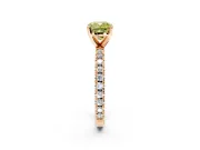 Solitaire Engagement Ring Setting for Fancy Yellow Cushion Cut Center with Fine Pave Band and Claw Prong Head in Rose Gold