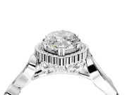 Halo Engagement Ring Setting for Marquise Center with Leaf Motif Split Shank and Prong Head in Sterling Silver