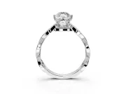 Solitaire Engagement Ring Setting for Marquise Center with Accented Twist Band and Leaf Prong Head in White Gold