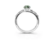 Cluster Engagement Ring Setting for Fancy Green Marquise Center with Round Cut Accent Band and Prong Head in Platinum