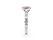 Solitaire Engagement Ring Setting for Fancy Pink Pear-Shaped Center with Beaded Bezel Station Band and Prong Head in Platinum