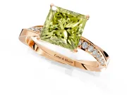 Side Accent Engagement Ring Setting for Fancy Yellow Princess Cut Center with Accent Shoulders and Prong Head in Rose Gold