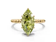 Solitaire Engagement Ring Setting for Fancy Yellow Marquise Center with Plain Twisted Rope Band and Prong Head in Yellow Gold