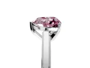 Solitaire Engagement Ring Setting for Fancy Pink Heart-Shaped Center with Flat-Sided Plain Band and Prong Head in Platinum