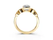 Leaf Engagement Ring Setting for Radiant Cut Center with Milgrain Accent Band and Prong Head in Yellow Gold