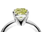 Solitaire Engagement Ring Setting for Fancy Yellow Cushion Cut Center with Wire Band and Prong Head in Platinum