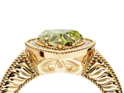 Milgrain Halo Engagement Ring Setting for Fancy Yellow Heart-Shaped Center with Pave Band and Prong Head in Yellow Gold