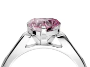 Solitaire Engagement Ring Setting for Fancy Pink Heart-Shaped Center with Channel Accents and Prong Head in White Gold