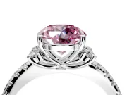 Paired Accent Engagement Ring Setting for Fancy Pink Round Cut Center with Pave Band and Prong Head in Sterling Silver
