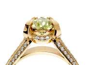 Solitaire Engagement Ring Setting for Fancy Yellow Pear-Shaped Center with Accented Split Shank and Prong Head in Yellow Gold
