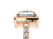Halo Engagement Ring Setting for Princess Cut Center with Inner Milgrain Border and Prong Head in Rose Gold