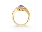 Halo Engagement Ring Setting for Fancy Pink Marquise Center with Milgrain Channel Band and Prong Head in Yellow Gold