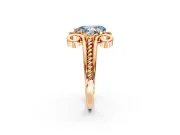 Solitaire Engagement Ring Setting for Fancy Blue Pear-Shaped Center with Twisted Band and Scroll Prong Head in Rose Gold
