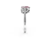 Cathedral Engagement Ring Setting for Fancy Pink Pear-Shaped Center with Antique-Style Pave Band and Prong Head in Platinum
