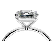 Solitaire Engagement Ring Setting for Asscher Cut Center with Straight Thin Band and Prong Head in White Gold