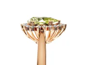 Starburst Halo Engagement Ring Setting for Fancy Yellow Pear-Shaped Center with Thin Round-Wire Band and Prong Head in Rose Gold