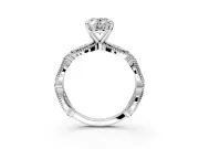 Solitaire Engagement Ring Setting for Oval Center with Marquise Panel Band and Prong Head in Platinum