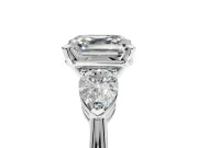 3 Stone Engagement Ring Setting for Asscher Cut Center with Large Pear-Shaped Accents and Prong Head in Platinum