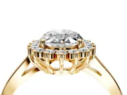 Starburst Halo Engagement Ring Setting for Oval Center with Flat Cathedral Band and Prong Head in Yellow Gold