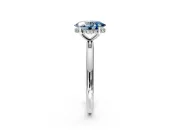 Hidden Halo Engagement Ring Setting for Fancy Blue Oval Center with Thin Round-Wire Band and Prong Head in Platinum