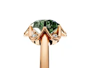 Floral Frame Engagement Ring Setting for Fancy Green Round Cut Center with Accent Clusters and Prong Head in Rose Gold