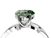 Solitaire Engagement Ring Setting for Fancy Green Heart-Shaped Center with Pave and Plain Crossover Band and Prong Head in Sterling Silver