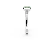 3 Stone Engagement Ring Setting for Fancy Green Radiant Cut Center with Channel Baguette Accents and Prong Head in Platinum