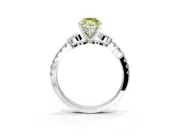 Leaf Motif Engagement Ring Setting for Fancy Yellow Marquise Center with Pave Band and Prong Head in Platinum