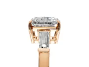 3 Stone Engagement Ring Setting for Radiant Cut Center with Baguette Accents and Prong Head in Rose Gold