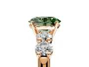 5 Stone Engagement Ring Setting for Fancy Green Oval Center with Graduated Accents and Prong Head in Rose Gold